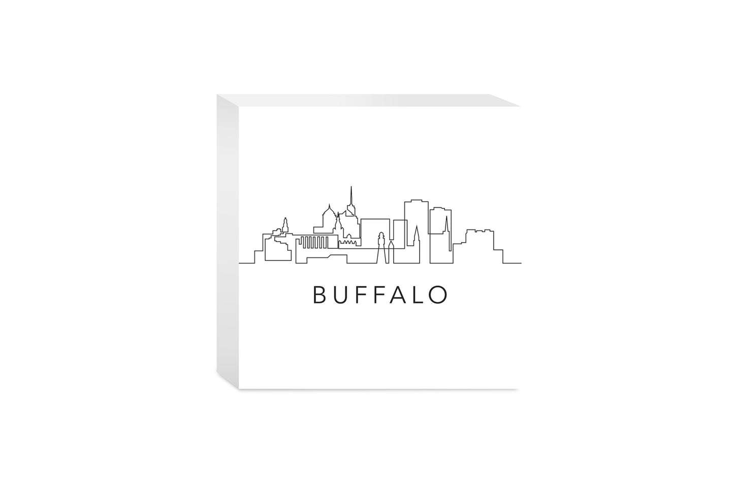Minimalistic B&W New York Buffalo Skyline | Wood Block | Eaches | Min 4