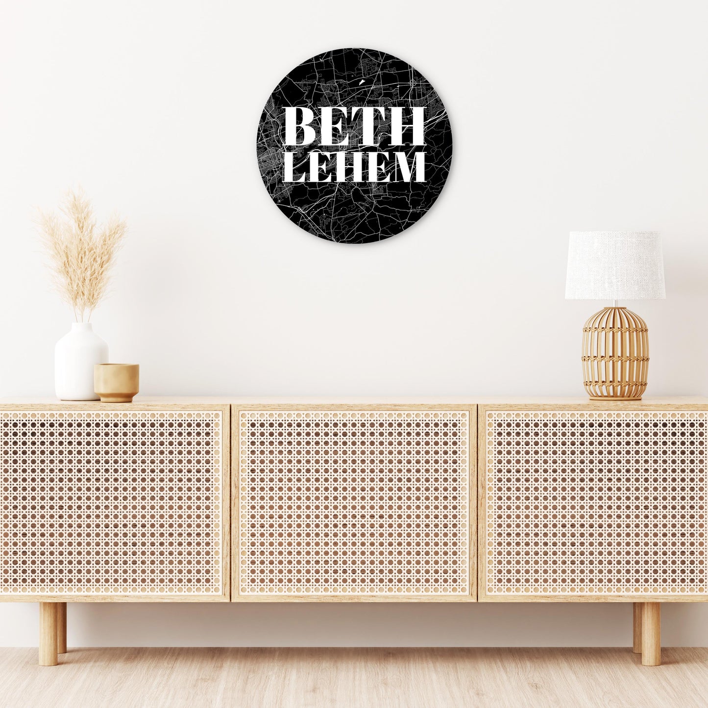 Minimalistic B&W Pennsylvania Bethlehem Map | Wood Sign | Eaches | Min 1