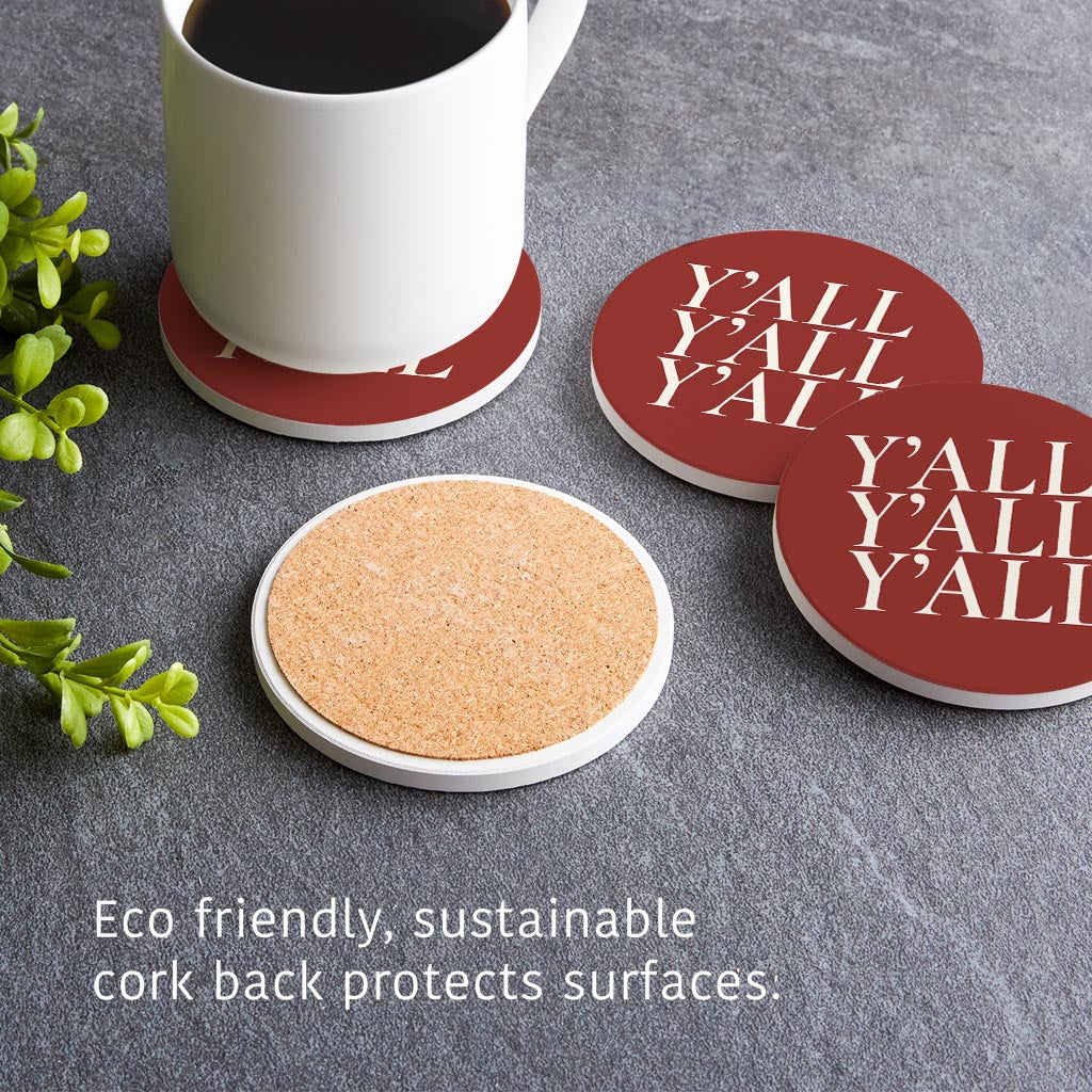 Modern Minimalist Oklahoma Yall | Absorbent Coasters | Set of 4 | Min 2