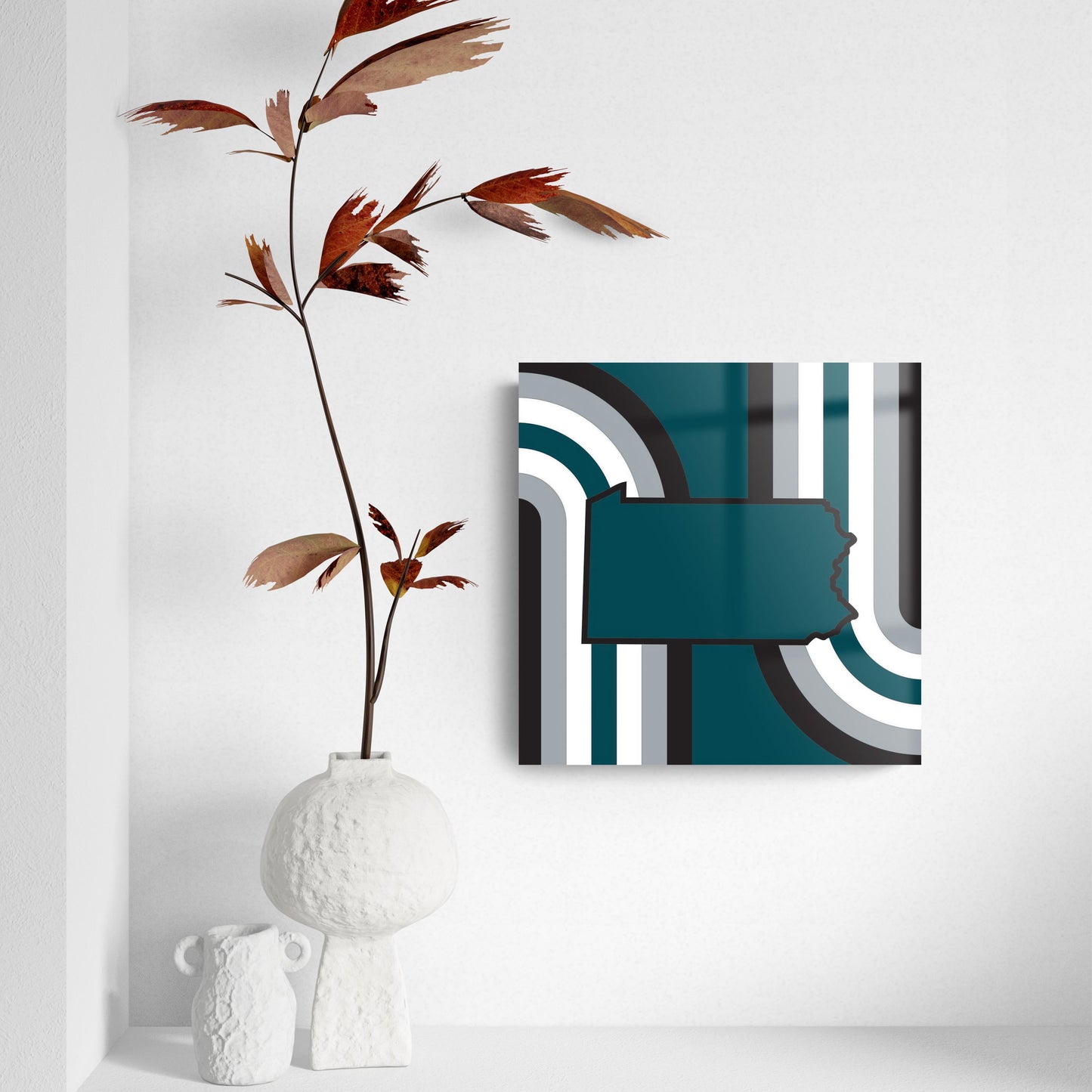 Modern Minimalist Pennsylvania Retro Shape | Hi-Def Glass Art | Eaches | Min 2