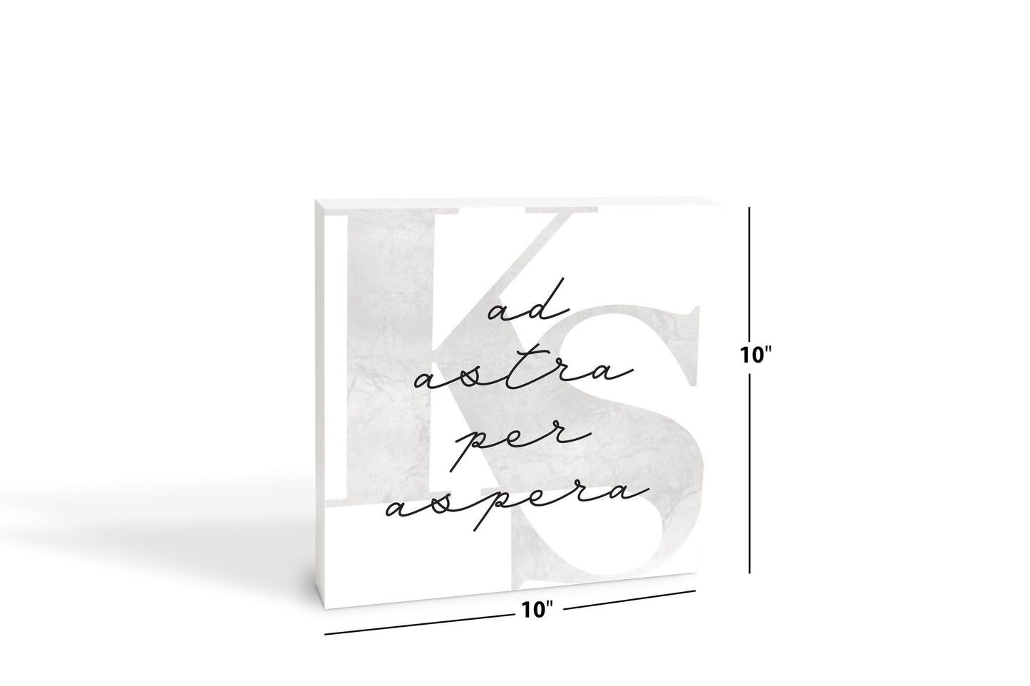 Minimalist B&W Kansas Ad Astra Per Aspera | Wood Block | Eaches | Min 2