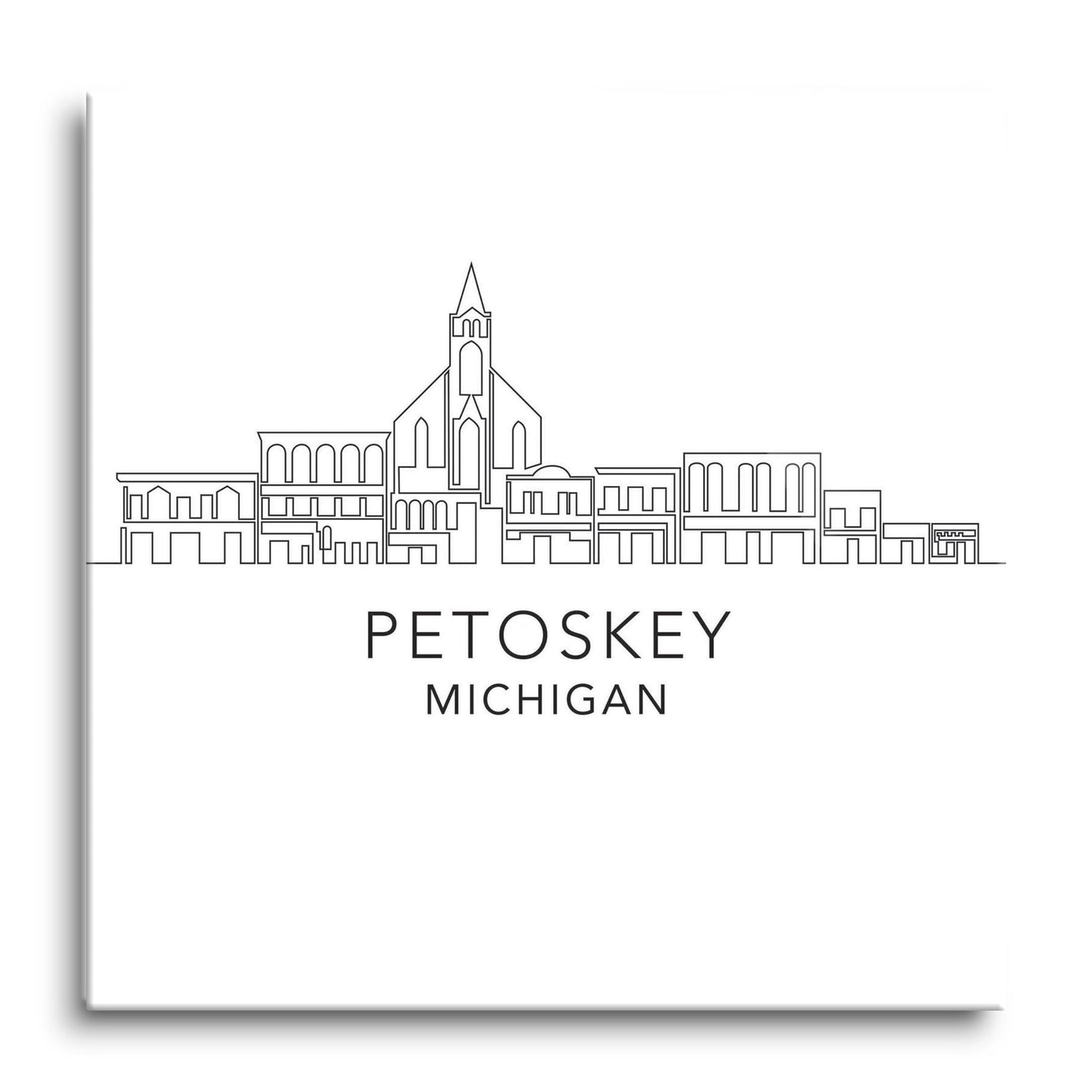 Minimalistic B&W Michigan Petoskey Skyline | Hi-Def Glass Art | Eaches | Min 1