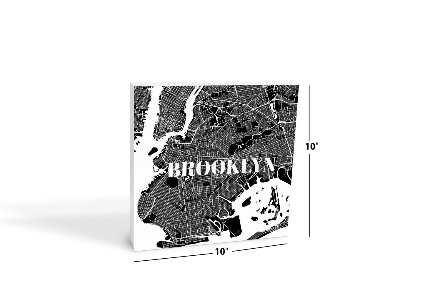 Minimalistic B&W New York Brooklyn Map | Wood Block | Eaches | Min 2