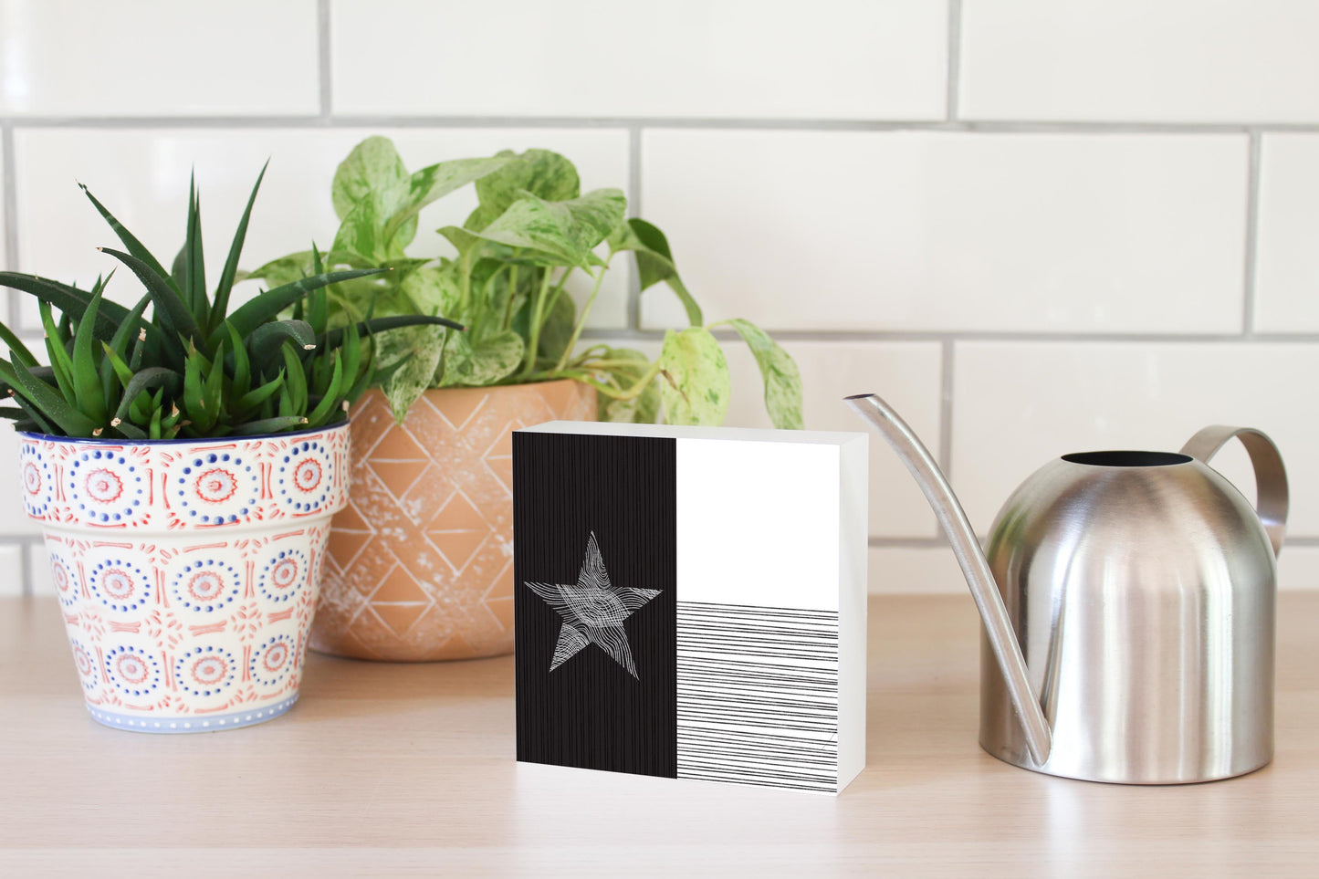 Modern Texas State Flag Abstract Lines | Wood Block | Eaches | Min 4