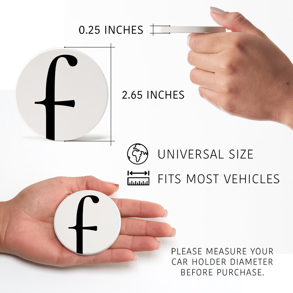 Minimalist Monogram F Circle | Absorbent Car Coasters | Set of 2 | Min 4