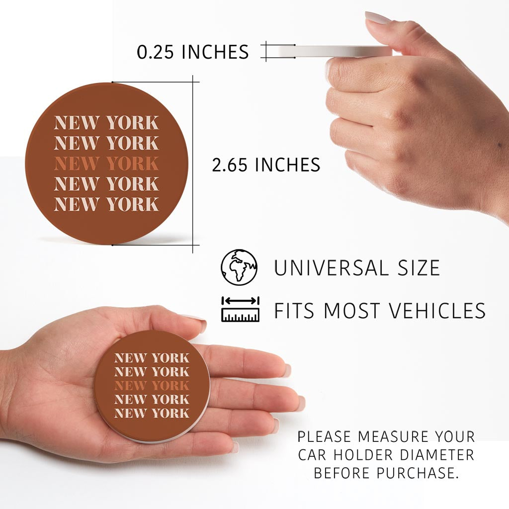 Modern Minimalist New York Repeated Dark| Absorbent Car Coasters | Set of 2 | Min 4