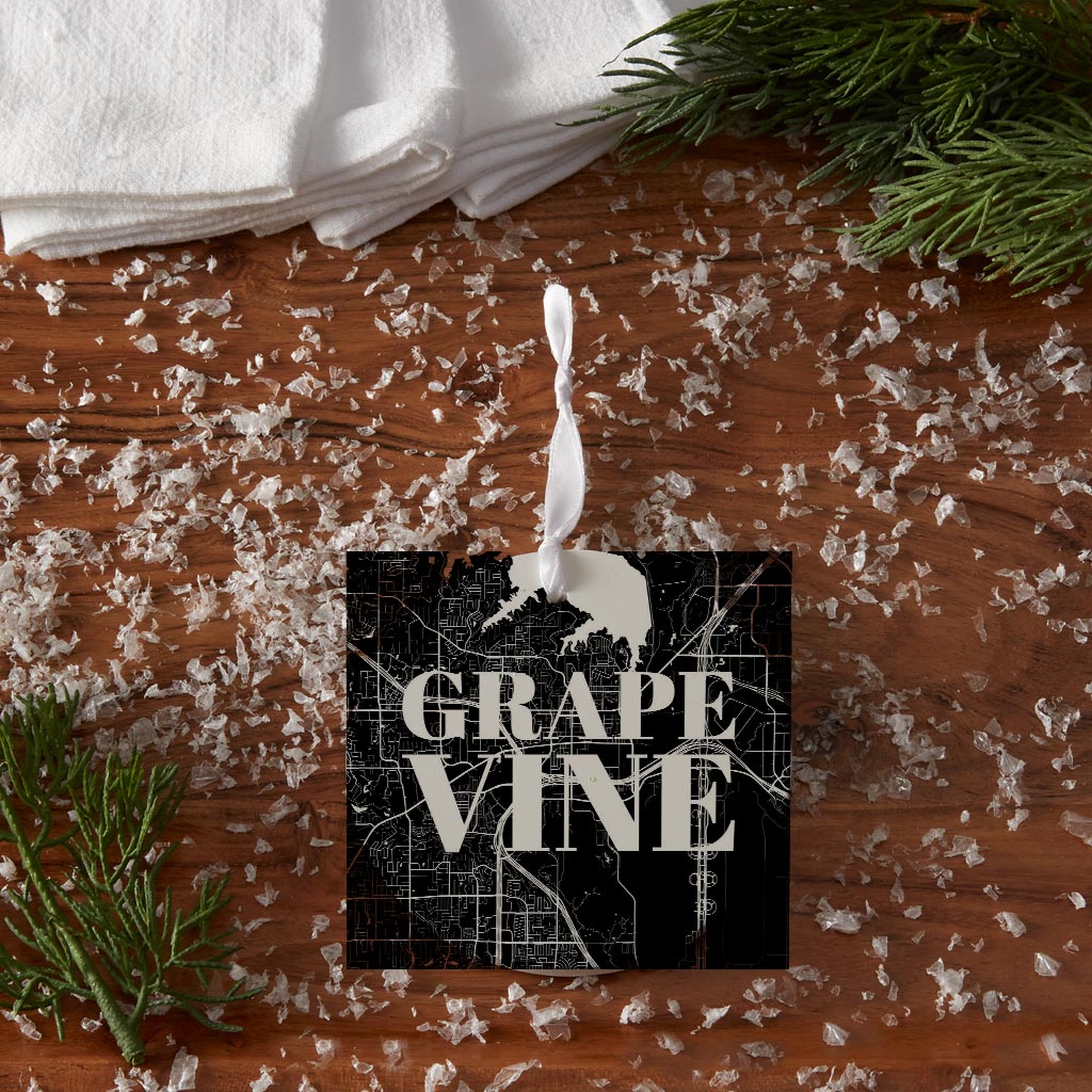 Minimalistic B&W Texas Grapevine Map | Wood Ornament | Eaches | Min 6