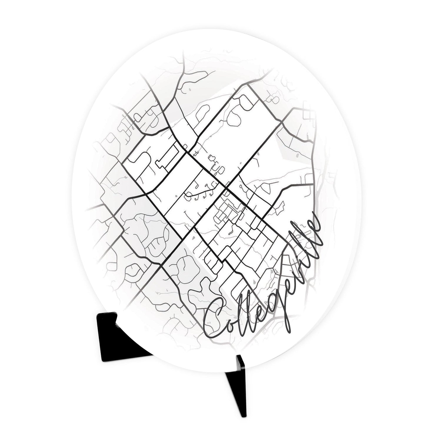 Minimalistic B&W Pennsylvania Collegeville Circle Map | Wood Sign | Eaches | Min 1