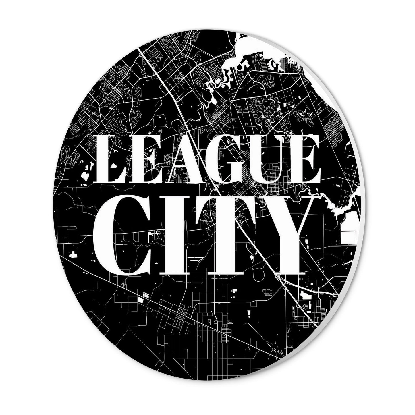 Minimalistic B&W Texas League City Map | Wood Sign | Eaches | Min 1