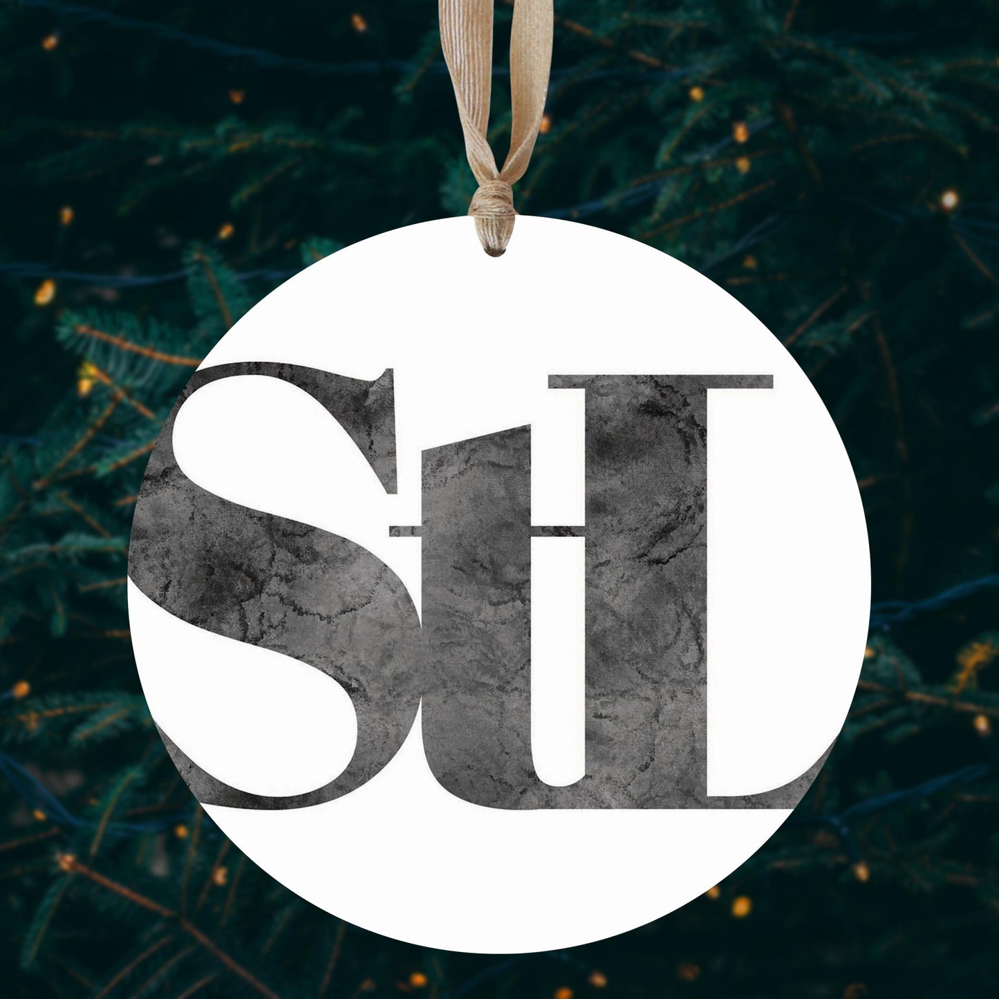 Minimalist B&W Missouri St Louis White Initials | Wood Ornament | Eaches | Min 1