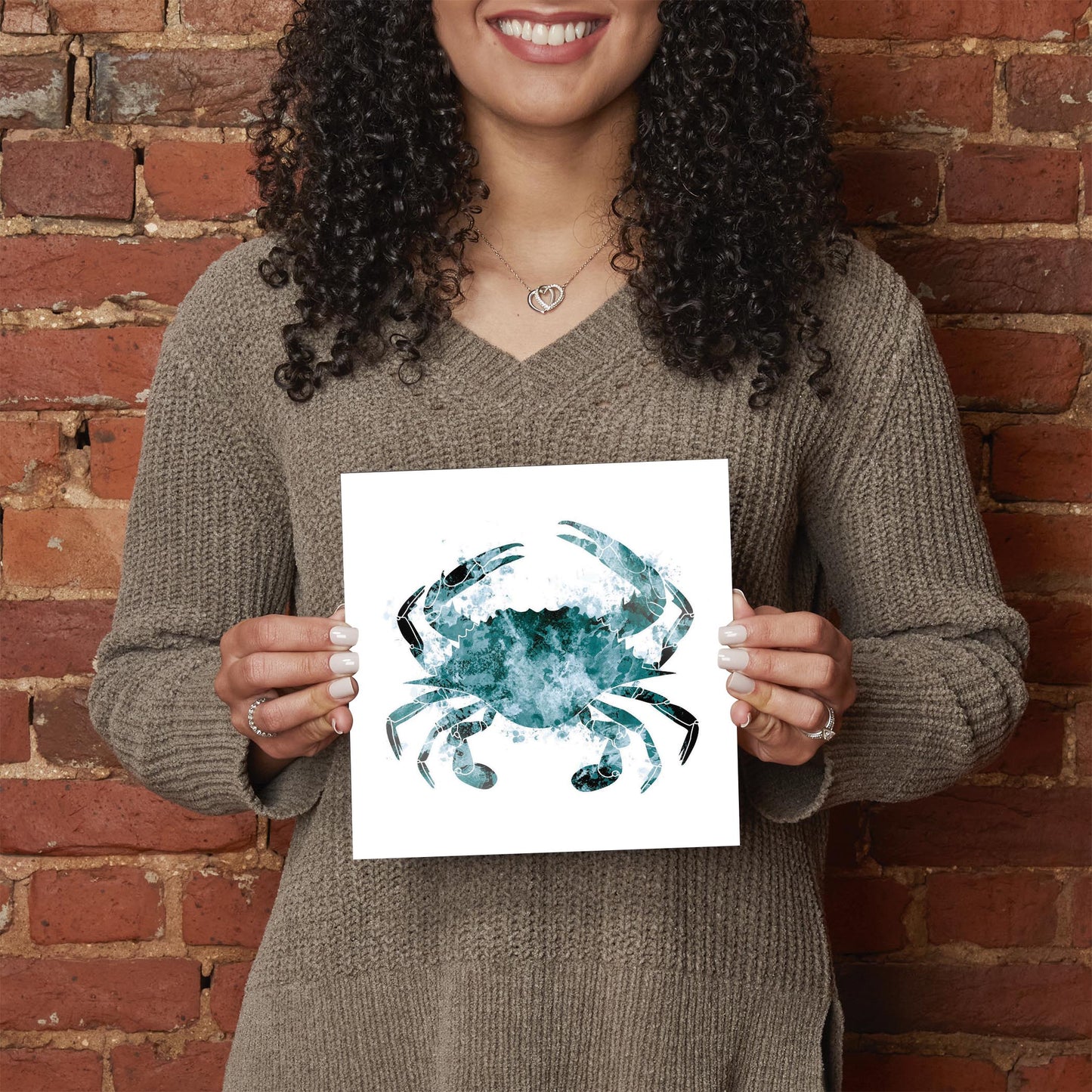 Blue White Water Color Blue Crab | Hi-Def Glass Art | Eaches | Min 2