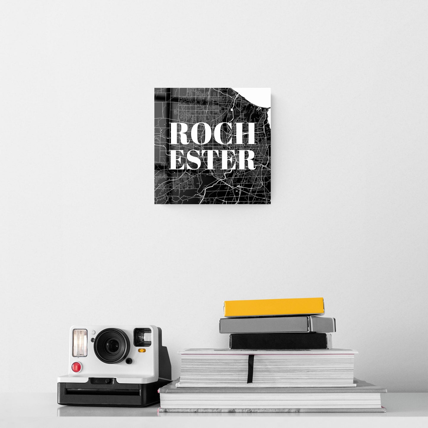 Minimalistic B&W New York Rochester Map | Hi-Def Glass Art | Eaches | Min 2