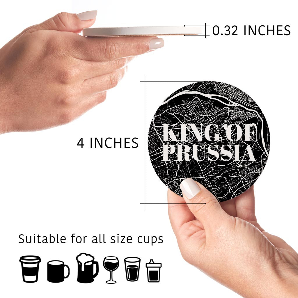 Minimalistic B&W Pennsylvania King Of Prussia Map | Absorbent Coasters | Set of 4 | Min 2