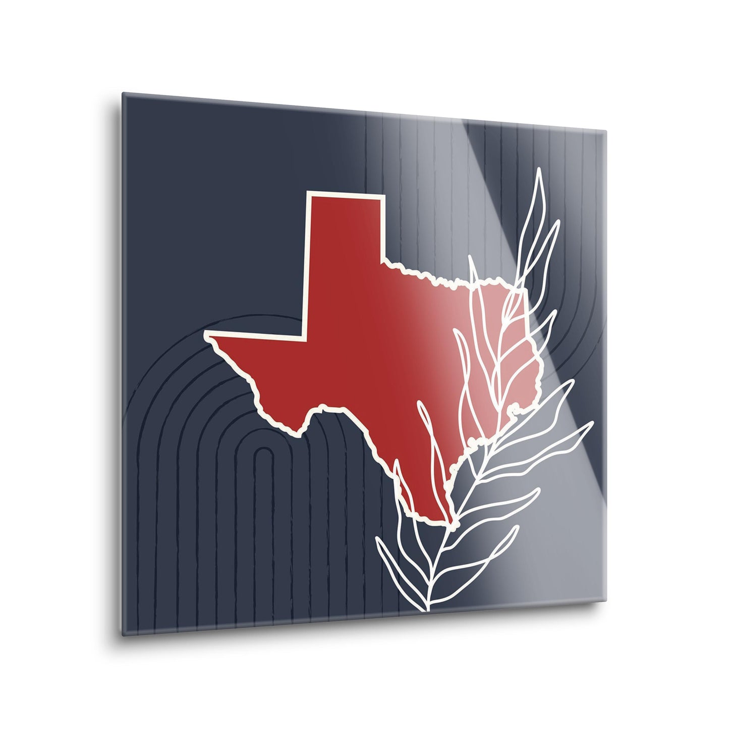 Modern Minimalist Texas Colors Shape Leaf | Hi-Def Glass Art | Eaches | Min 2