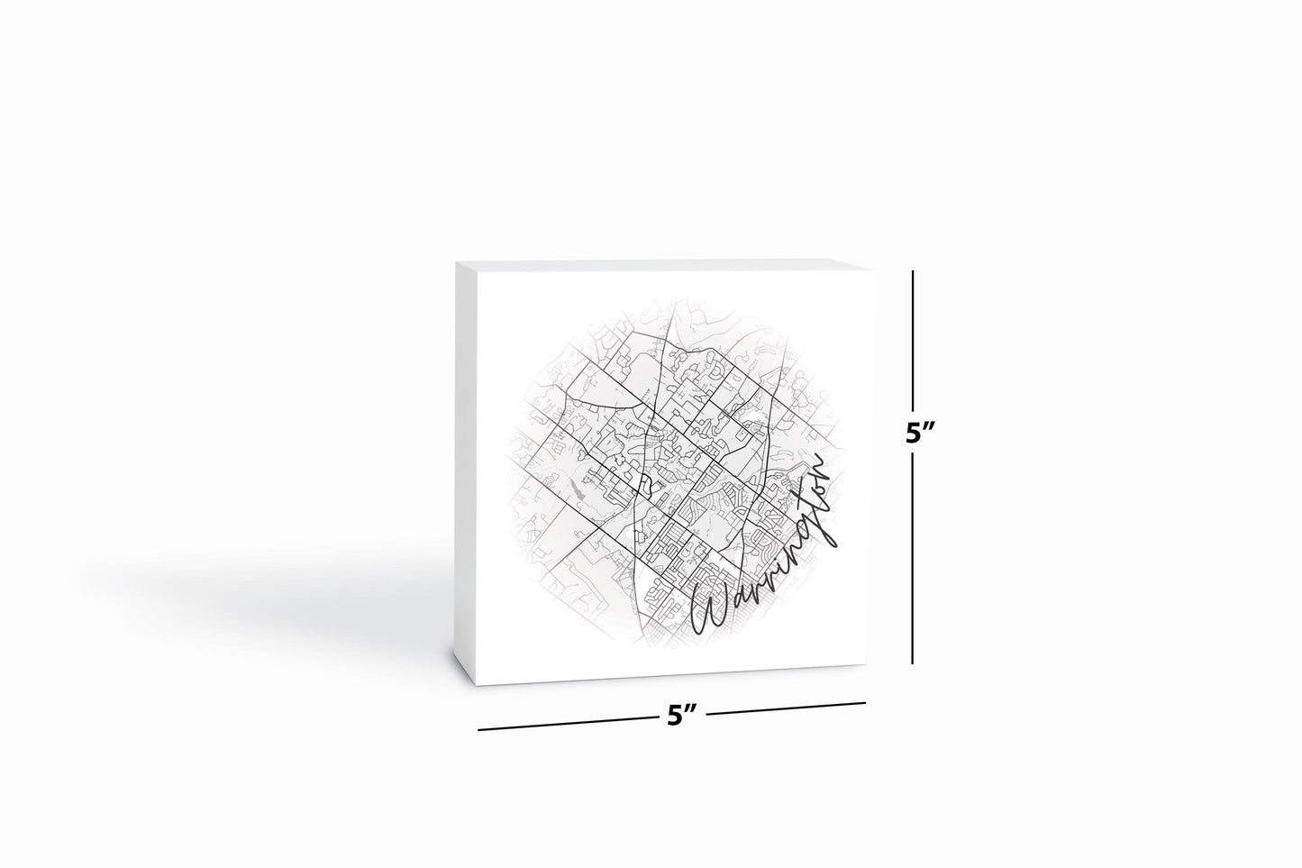 Minimalistic B&W Pennsylvania Warrington Circle Map | Wood Block | Eaches | Min 4