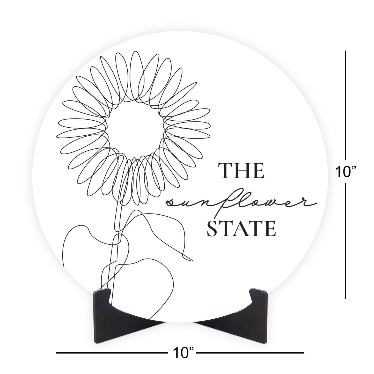 Minimalist B&W Kansas Sunflower Line Drawing | Wood Sign | Eaches | Min 1