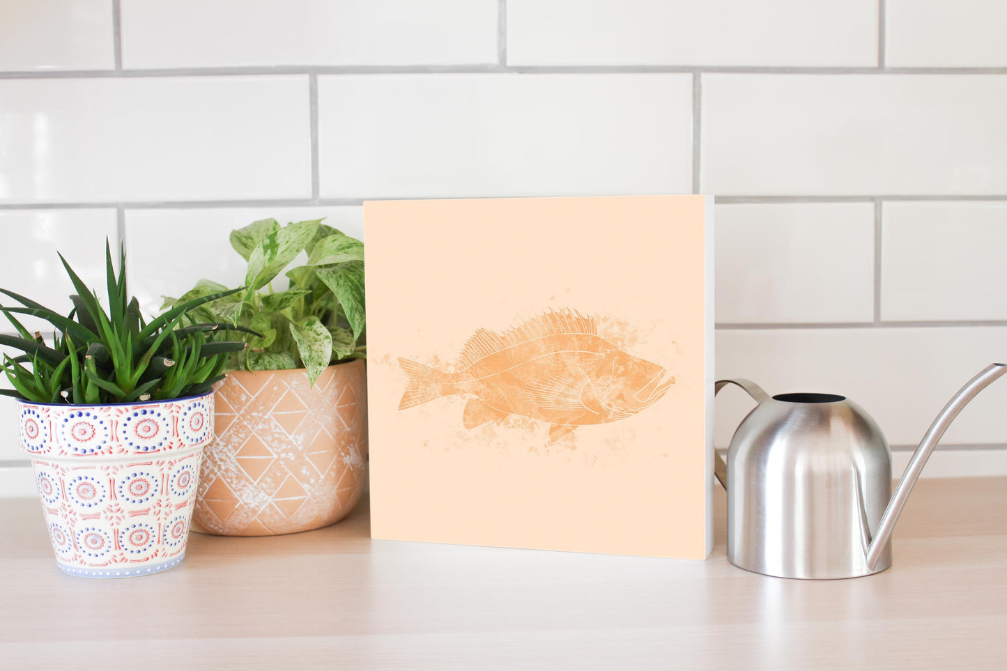 Louisiana Colorful Water Color Red Fish | Wood Block | Eaches | Min 2
