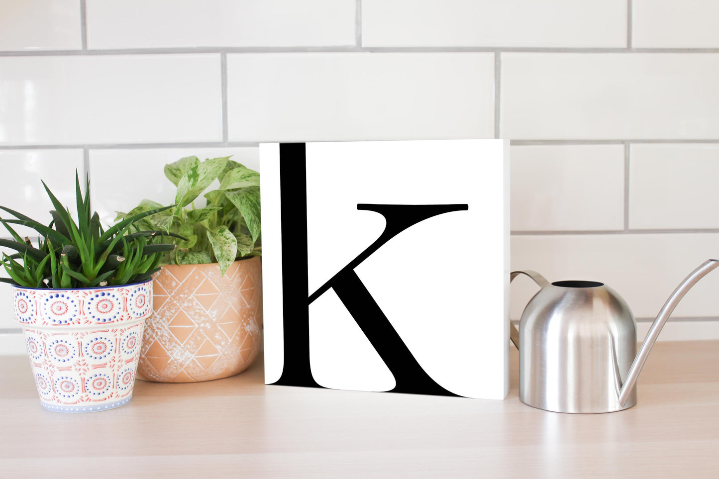Minimal Monogram K | Wood Block | Eaches | Min 2
