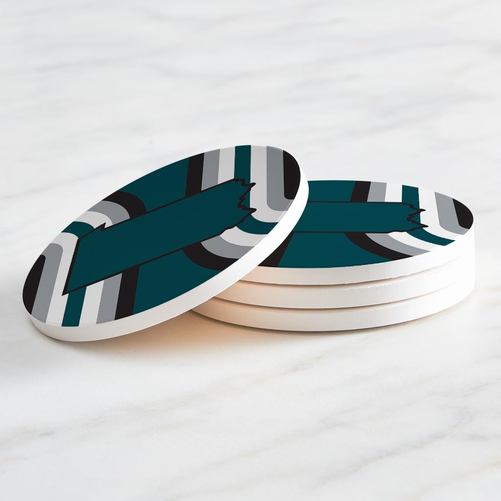 Modern Minimalist Pennsylvania Retro Shape | Absorbent Coasters | Set of 4 | Min 2