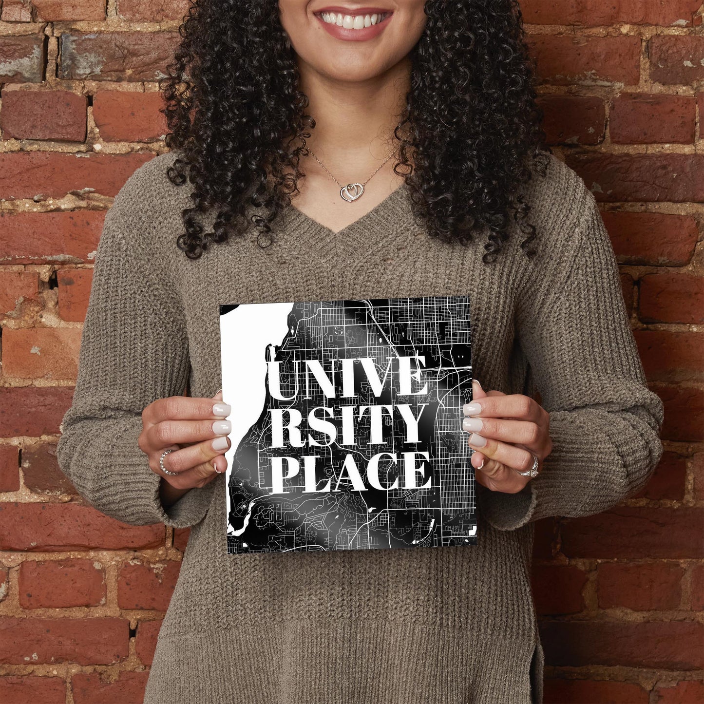 Minimalistic B&W Washington University Place Map | Hi-Def Glass Art | Eaches | Min 2