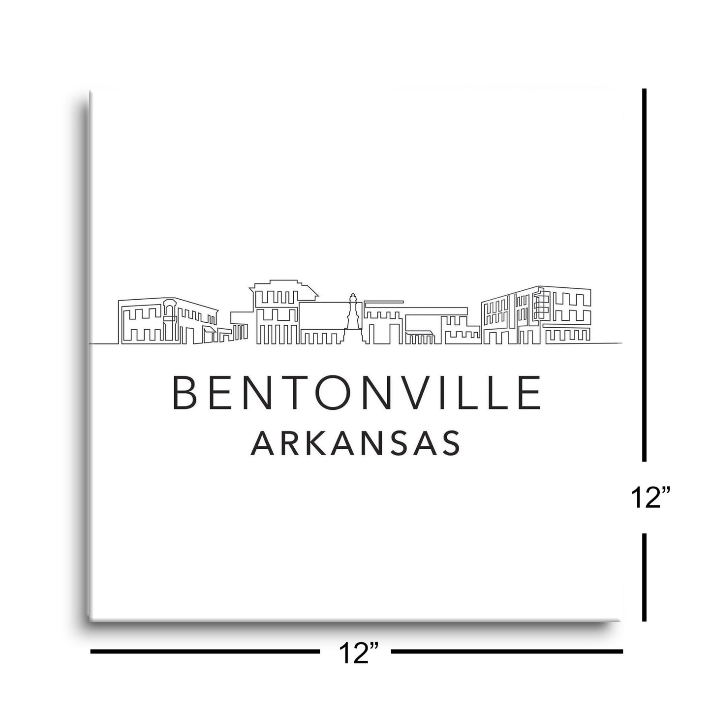 Minimalist B&W Arkansas Bentonville Skyline | Hi-Def Glass Art | Eaches | Min 1