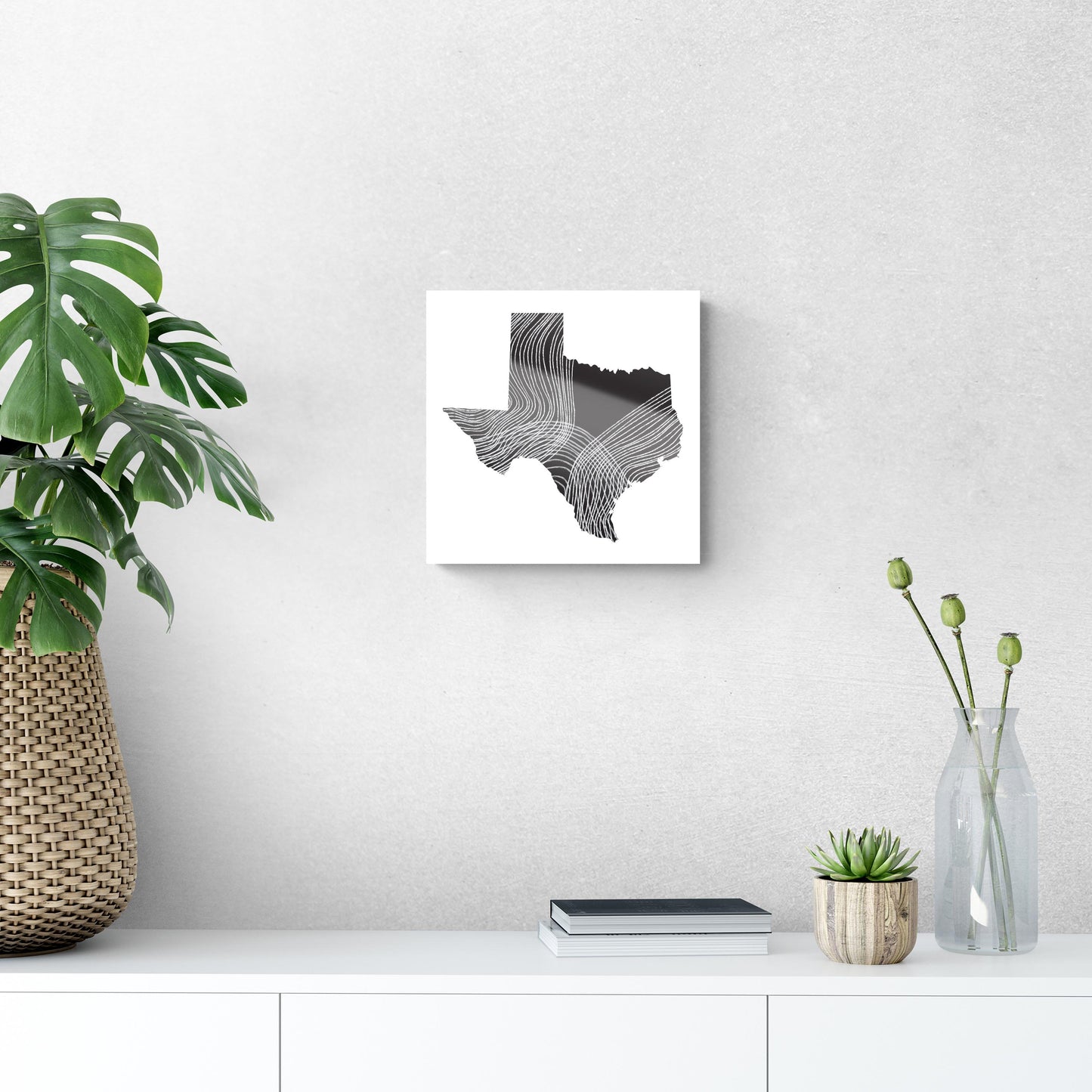 Modern Texas State Shape With Fluid Lines | Hi-Def Glass Art | Eaches | Min 1