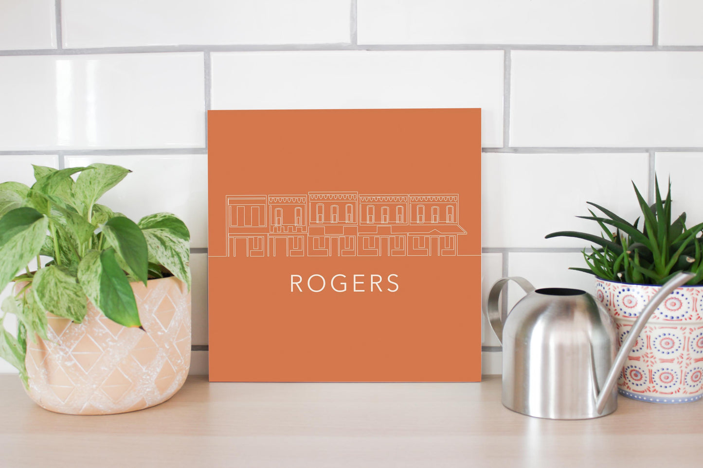 Modern Minimalist Arkansas Rogers Skyline | Wood Sign | Eaches | Min 2