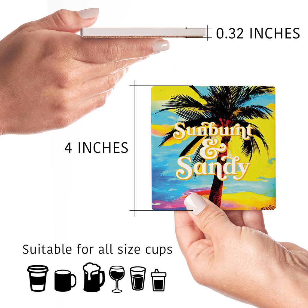 Sunburnt Sandy | Absorbent Coasters | Set of 4 | Min 2