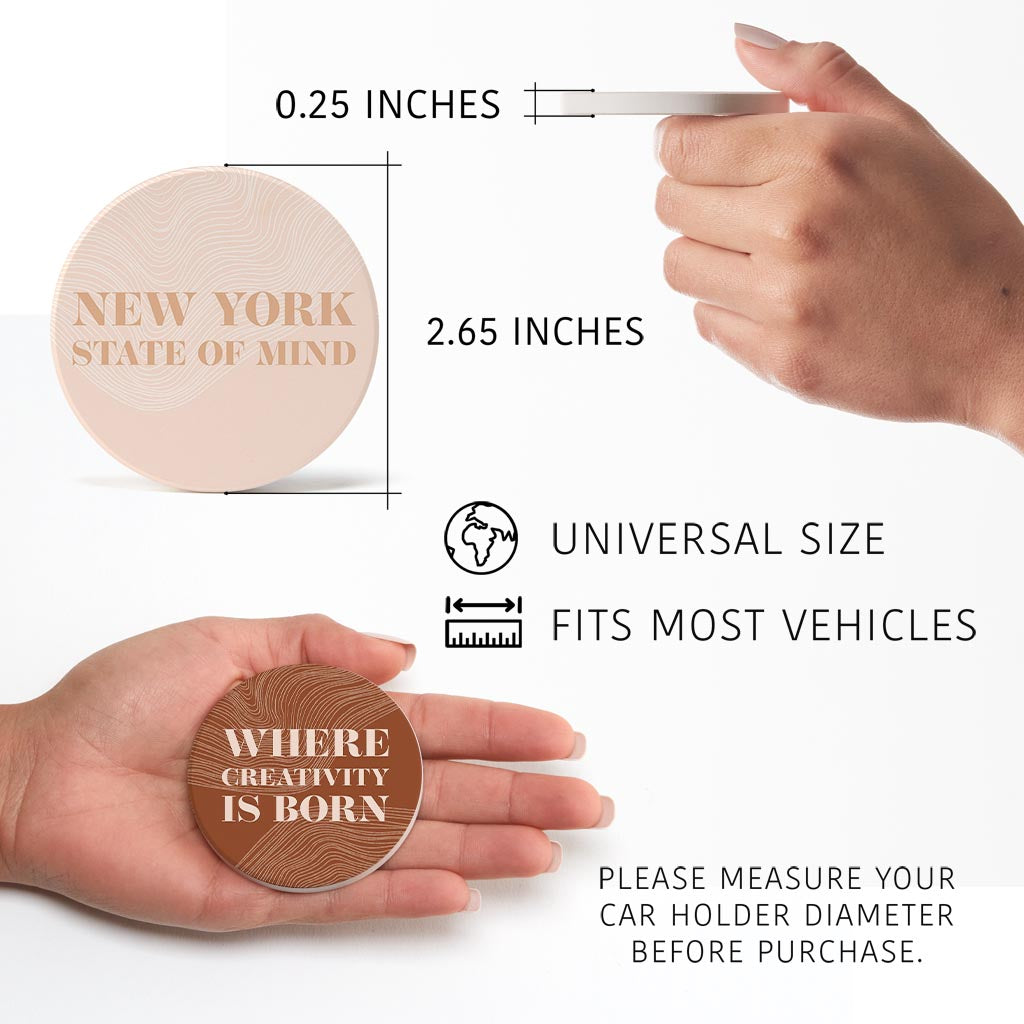 Modern Minimalist New York Quips | Absorbent Car Coasters | Set of 2 | Min 4