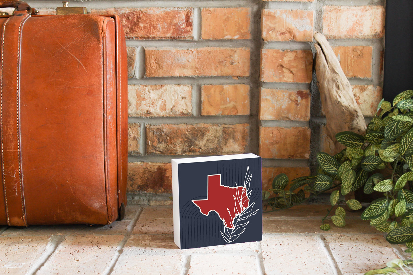 Modern Minimalist Texas Colors Shape Leaf | Wood Block | Eaches | Min 4