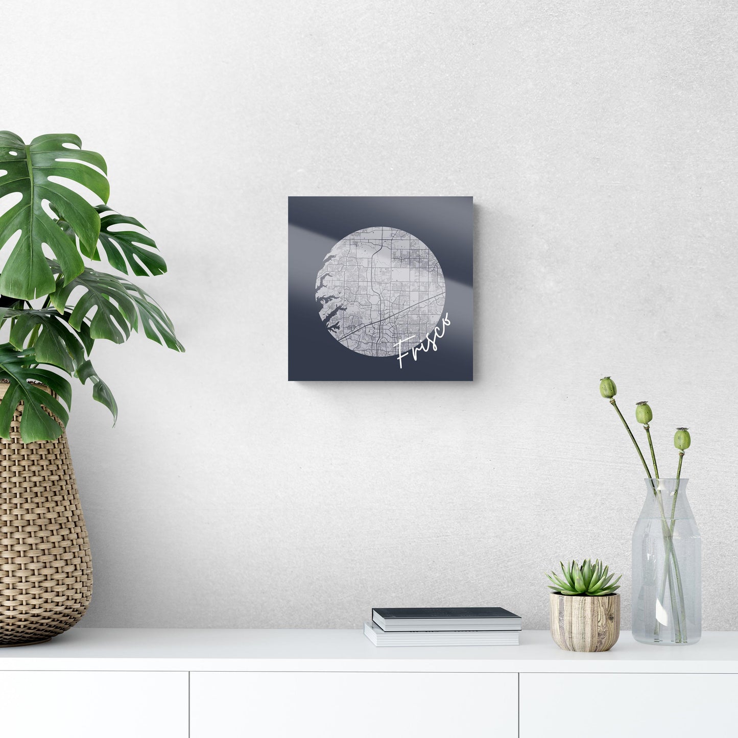Modern Minimalist Texas Colors Frisco Circle Map | Hi-Def Glass Art | Eaches | Min 1
