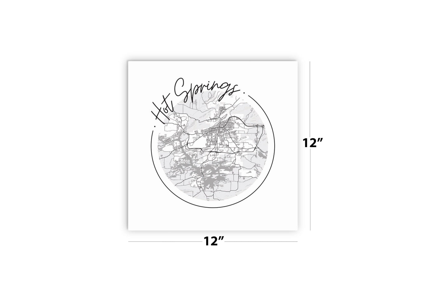 B&W Minimalist Arkansas Hot Springs Circle Map | Wood Sign | Eaches | Min 2