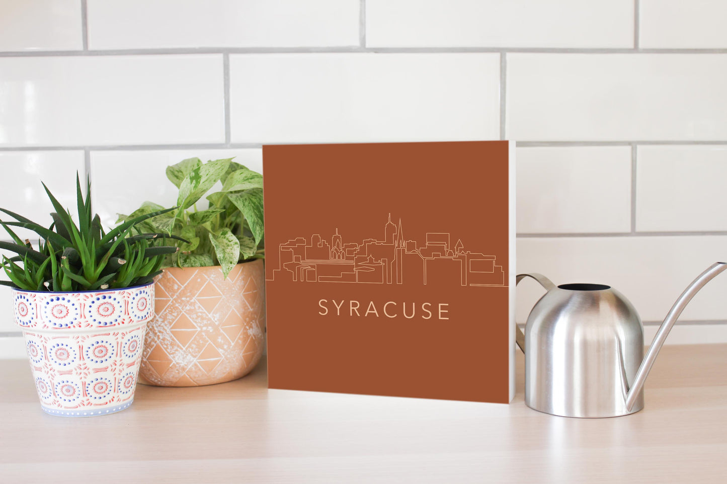 Modern Minimalist New York Syracuse Skyline | Wood Block | Eaches | Min 2
