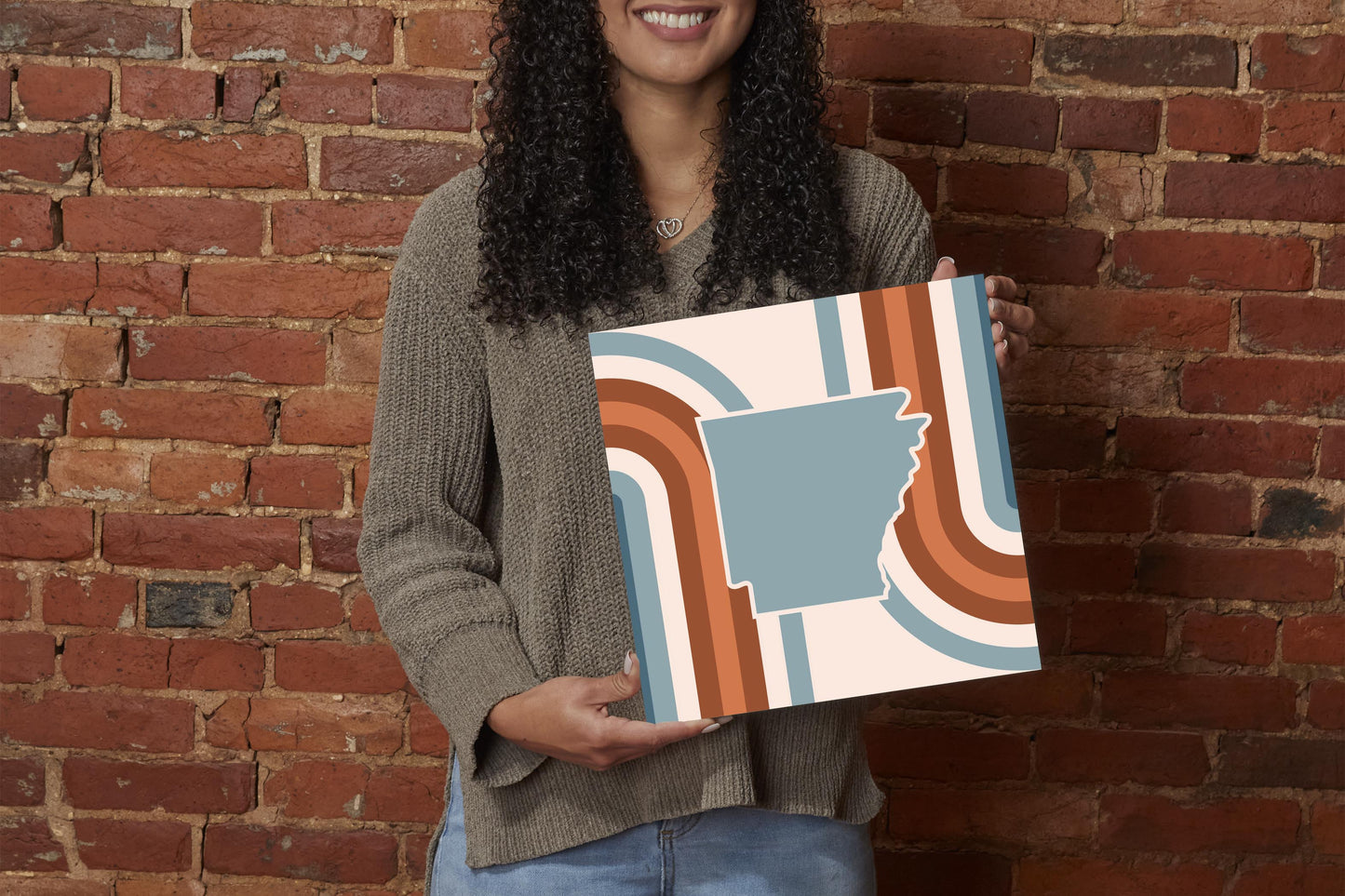 Modern Minimalist Arkansas Retro State Shape | Wood Sign | Eaches | Min 2