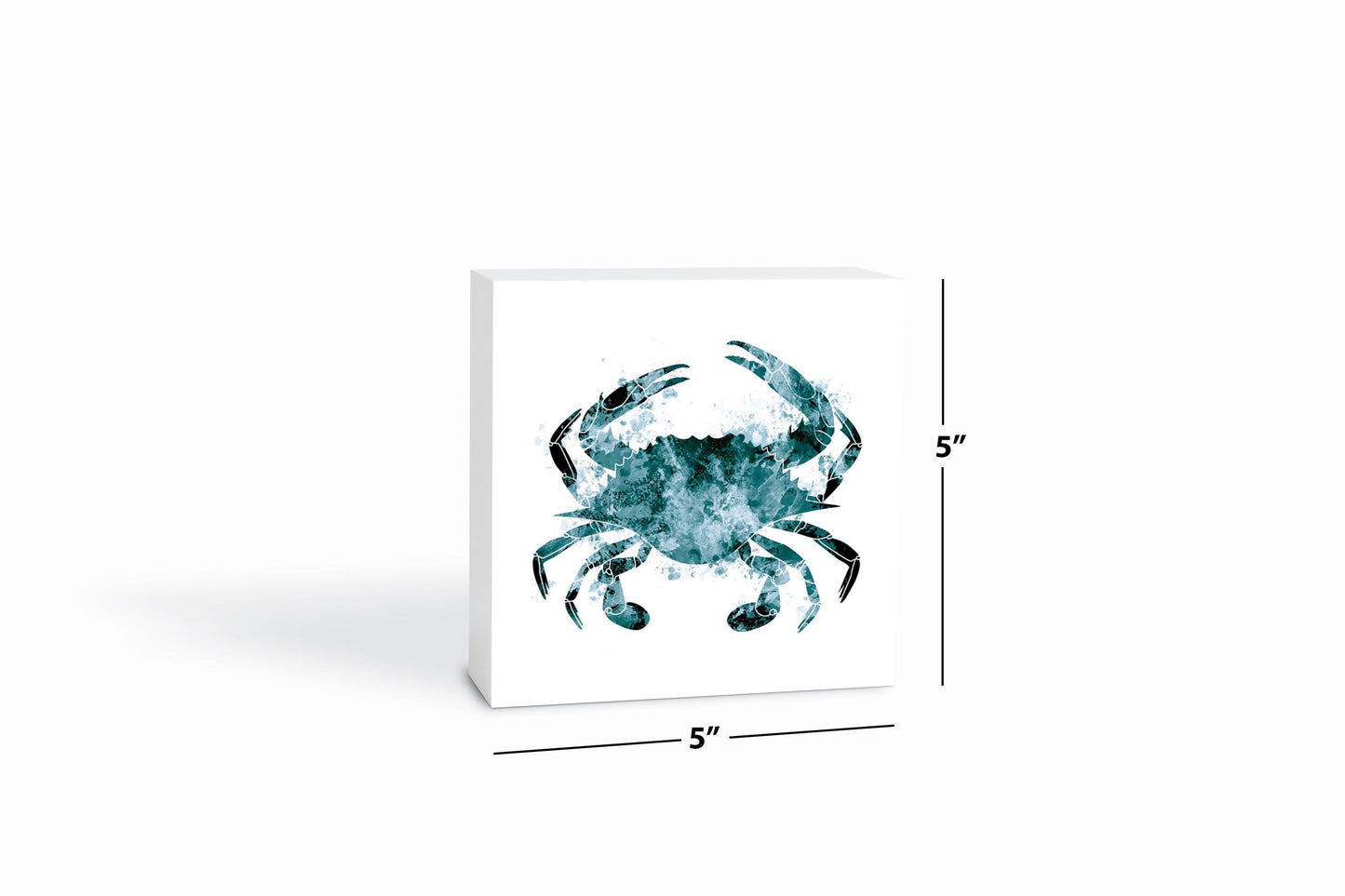 Blue White Water Color Blue Crab | Wood Block | Eaches | Min 4