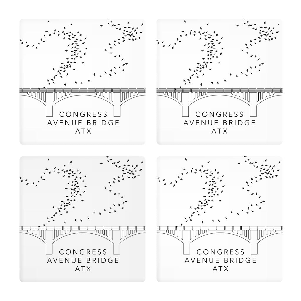 Minimalist B&W Texas Austin Congress Avenue Bridge | Absorbent Coasters | Set of 4 | Min 2