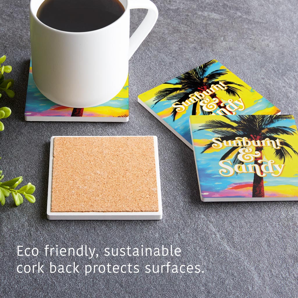 Sunburnt Sandy | Absorbent Coasters | Set of 4 | Min 2