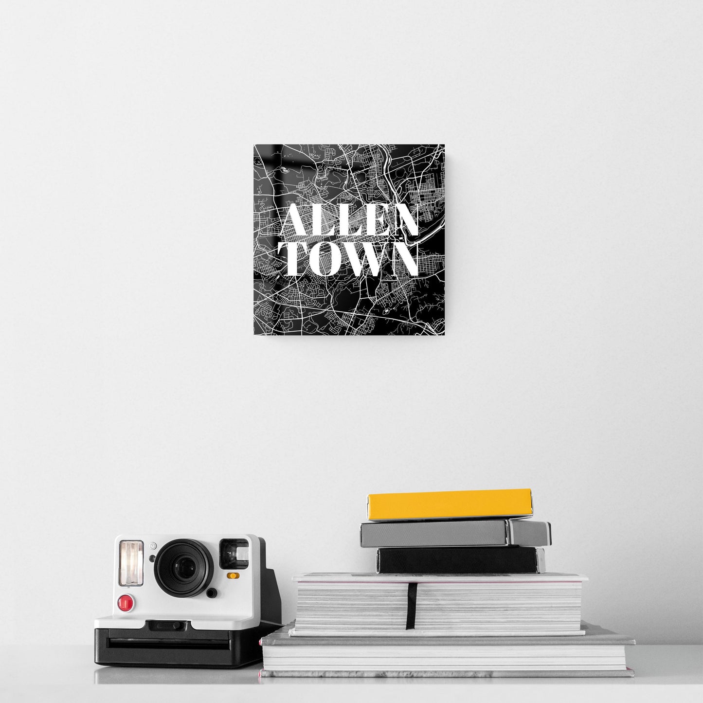 Minimalistic B&W Pennsylvania Allentown Map | Hi-Def Glass Art | Eaches | Min 2