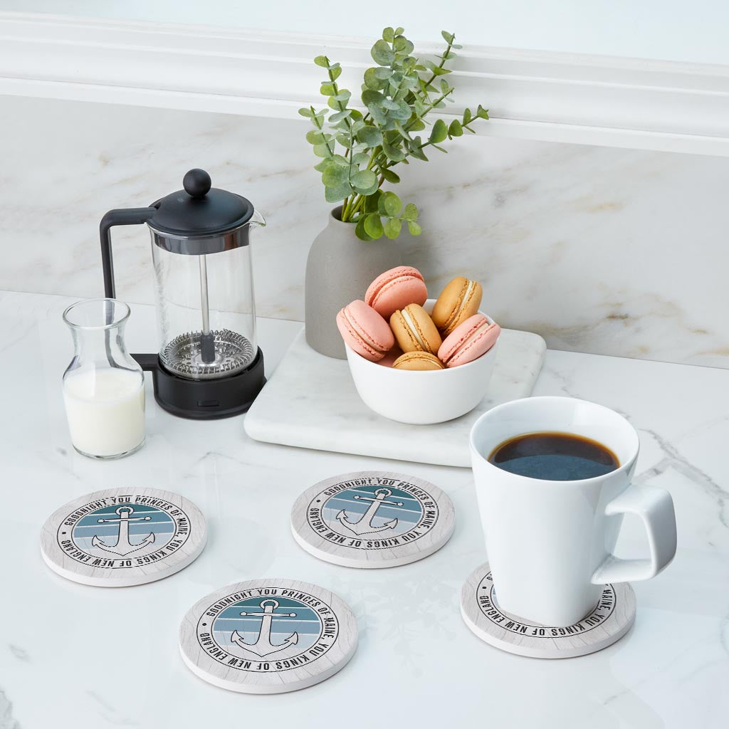 New England Anchor Saying | Absorbent Coasters | Set of 4 | Min 2