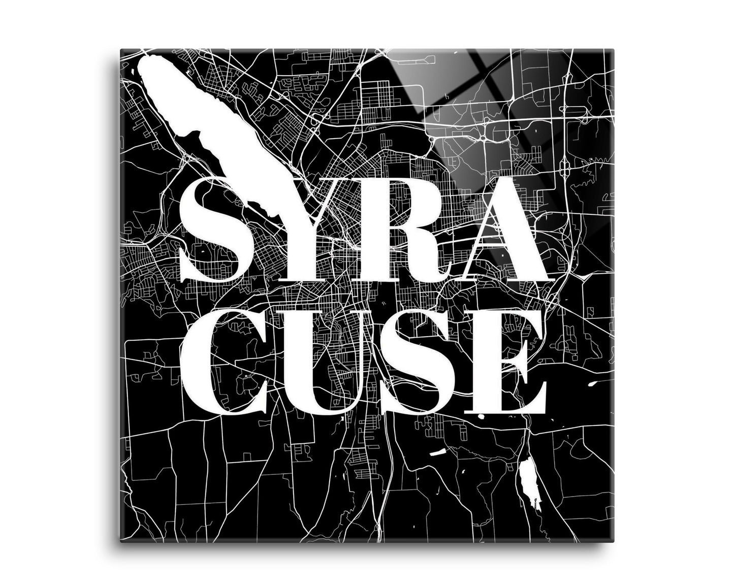 Minimalistic B&W New York Syracuse Map | Hi-Def Glass Art | Eaches | Min 2