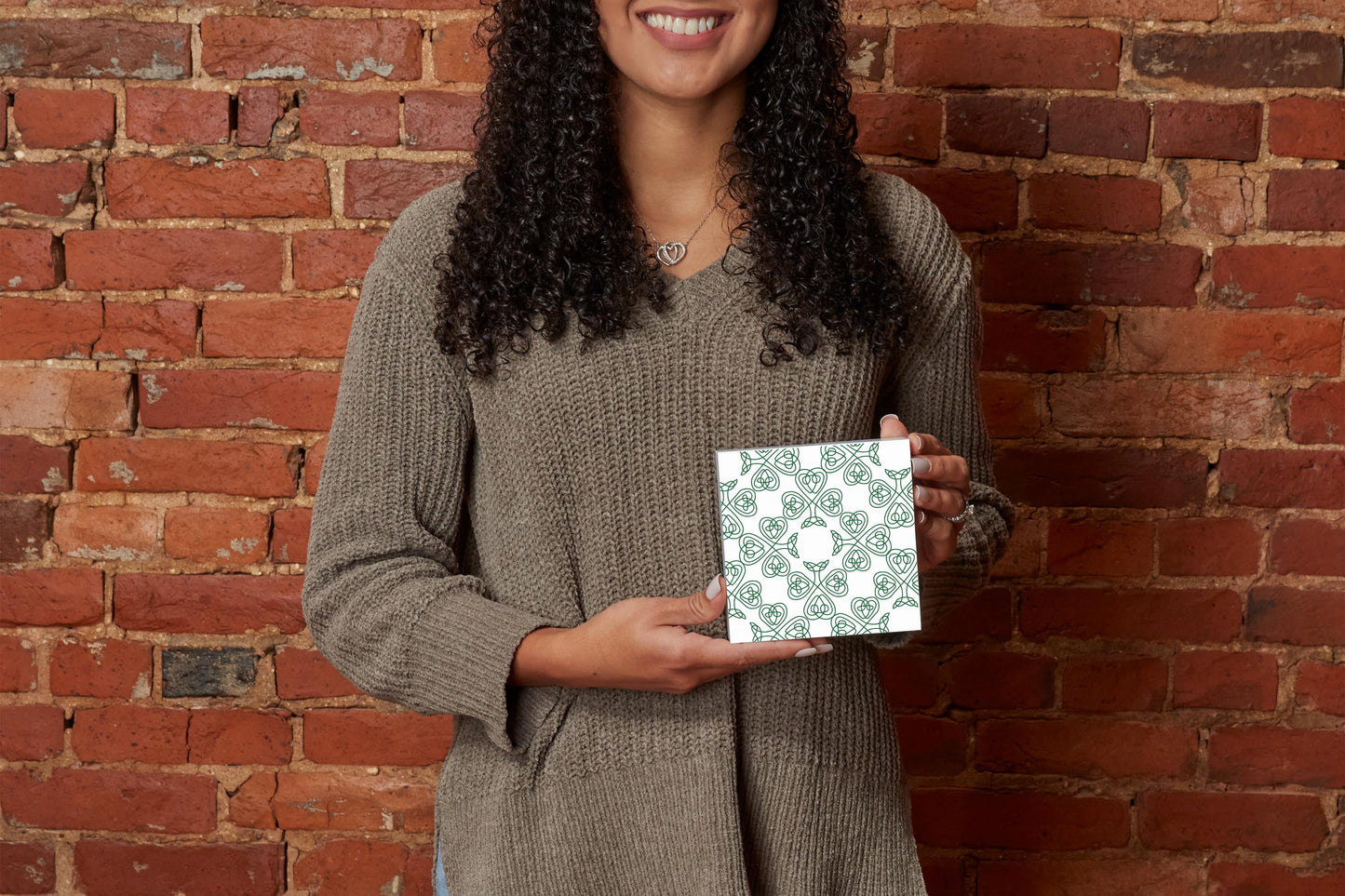 White Green Shamrock Pattern | Wood Block | Eaches | Min 4