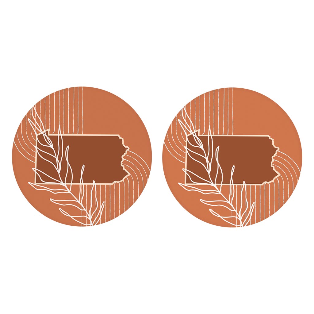 Modern Minimalist Pennsylvania State Leaf | Absorbent Car Coasters | Set of 2 | Min 4