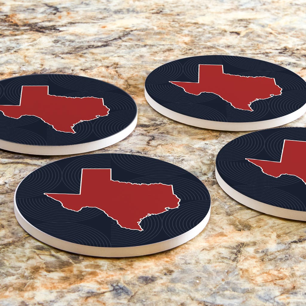 Modern Minimalist Texas Colors Shape | Absorbent Coasters | Set of 4 | Min 2