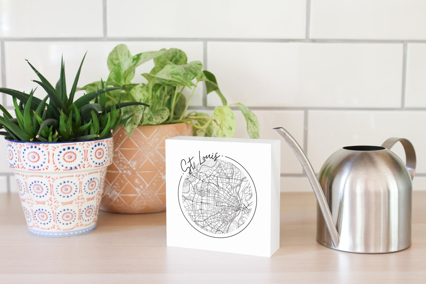 Minimalist B&W Missouri St Louis Circle Map | Wood Block | Eaches | Min 4