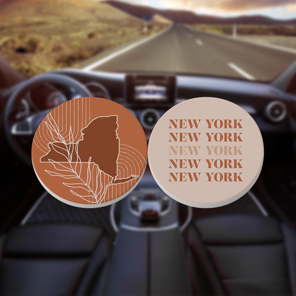Modern Minimalist New York Shape Ny Light| Absorbent Car Coasters | Set of 2 | Min 4