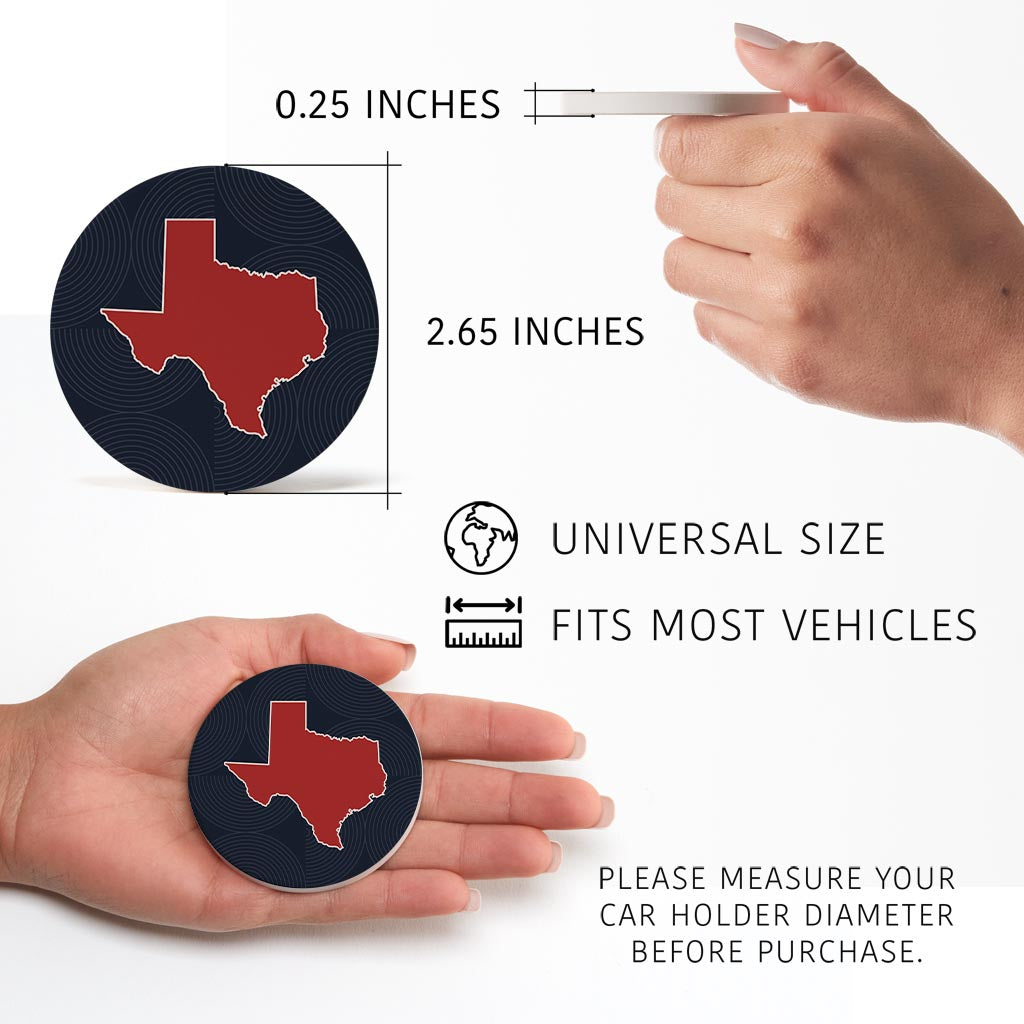 Modern Minimalist Texas Colors Shape | Absorbent Car Coasters | Set of 2 | Min 4