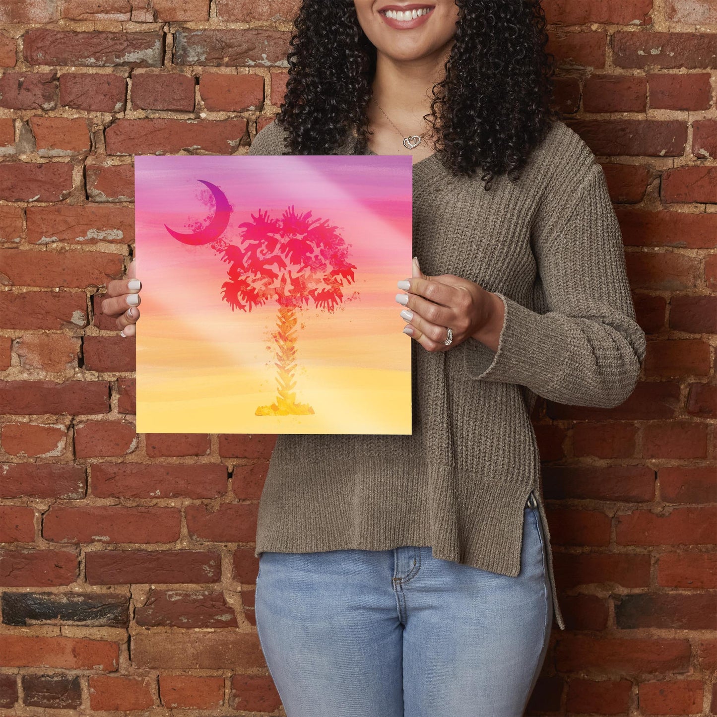 South Carolina Pink Water Color Palm Trees | Hi-Def Glass Art | Eaches | Min 1