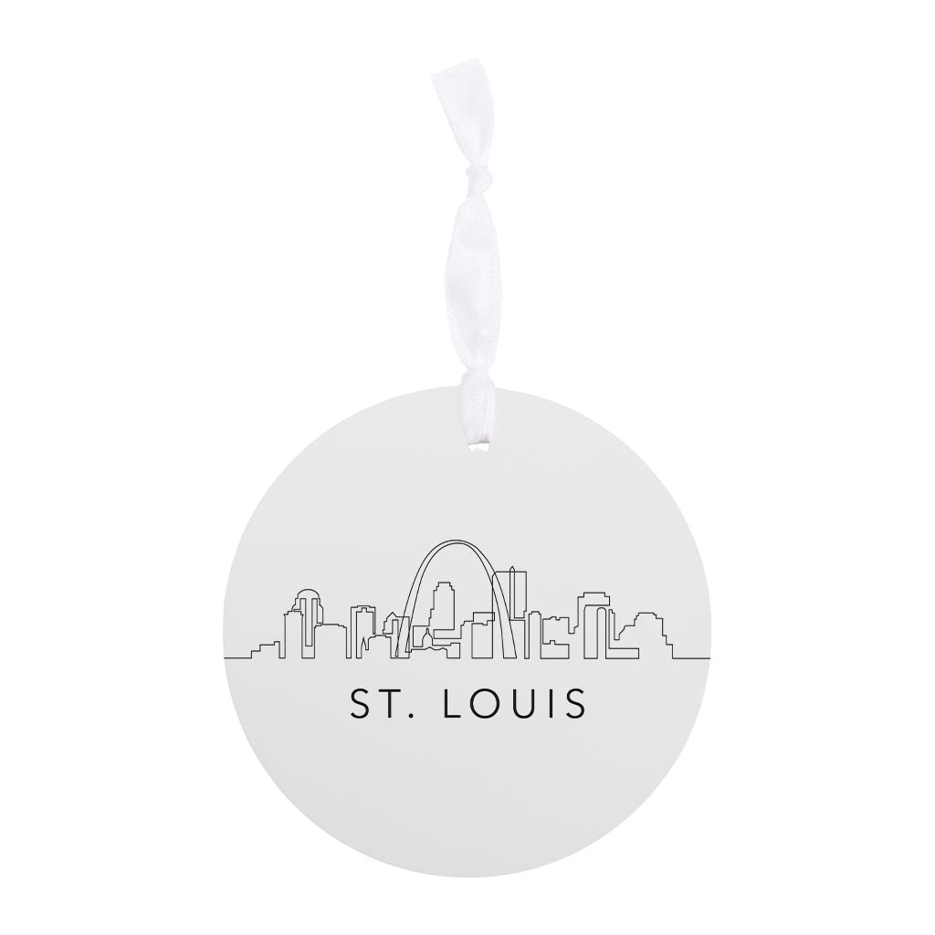 Minimalist B&W Missouri St Louis Skyline| Wood Ornament | Eaches | Min 6