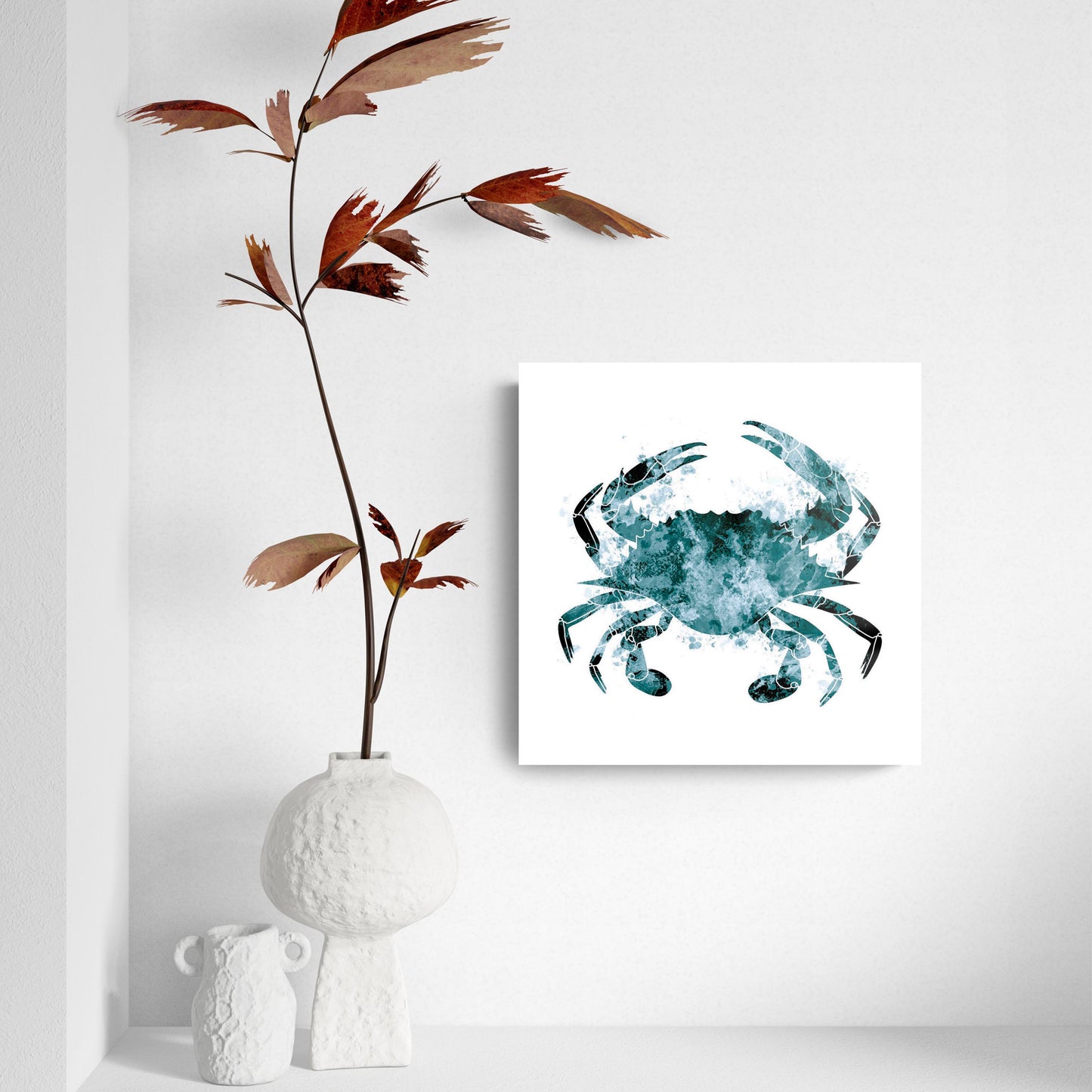 Blue White Water Color Blue Crab | Hi-Def Glass Art | Eaches | Min 2