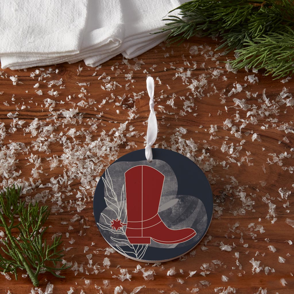 Modern Minimalist Texas Colors Boot | Wood Ornament | Eaches | Min 6